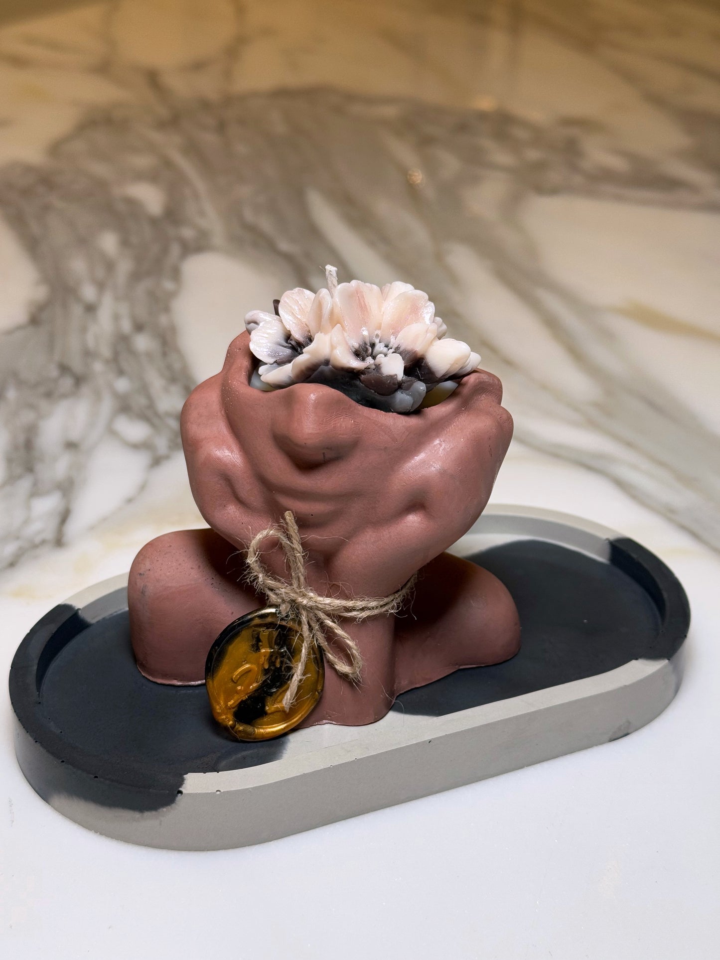 Lady Candle with Concrete Trinket Tray