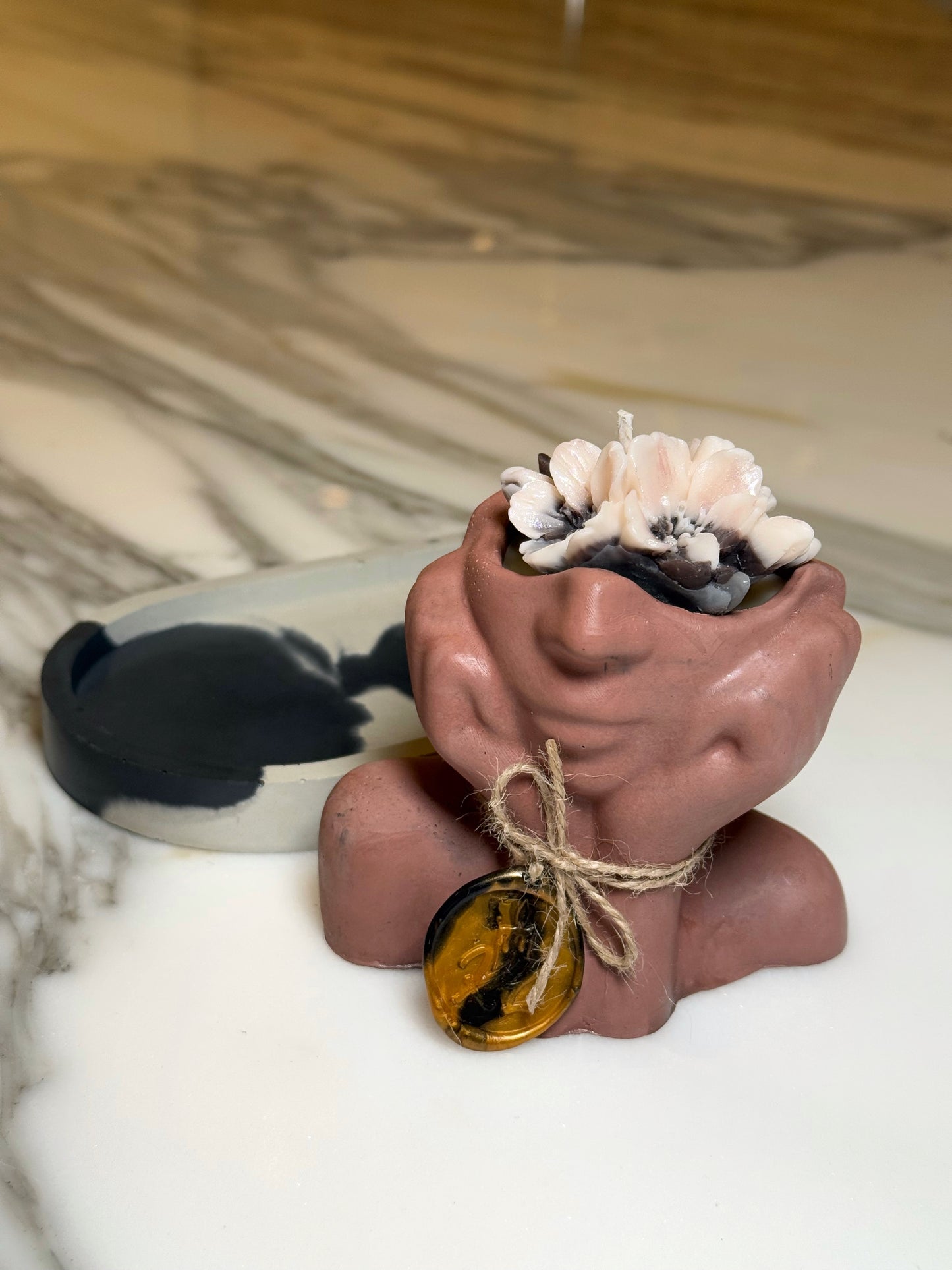 Lady Candle with Concrete Trinket Tray