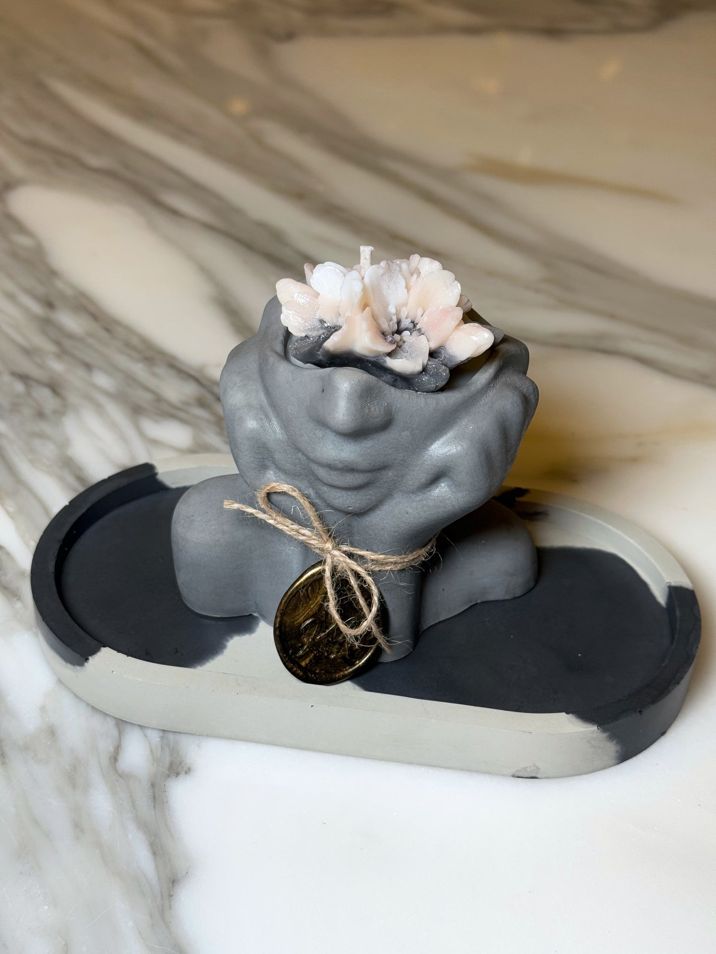 Lady Candle with Concrete Trinket Tray