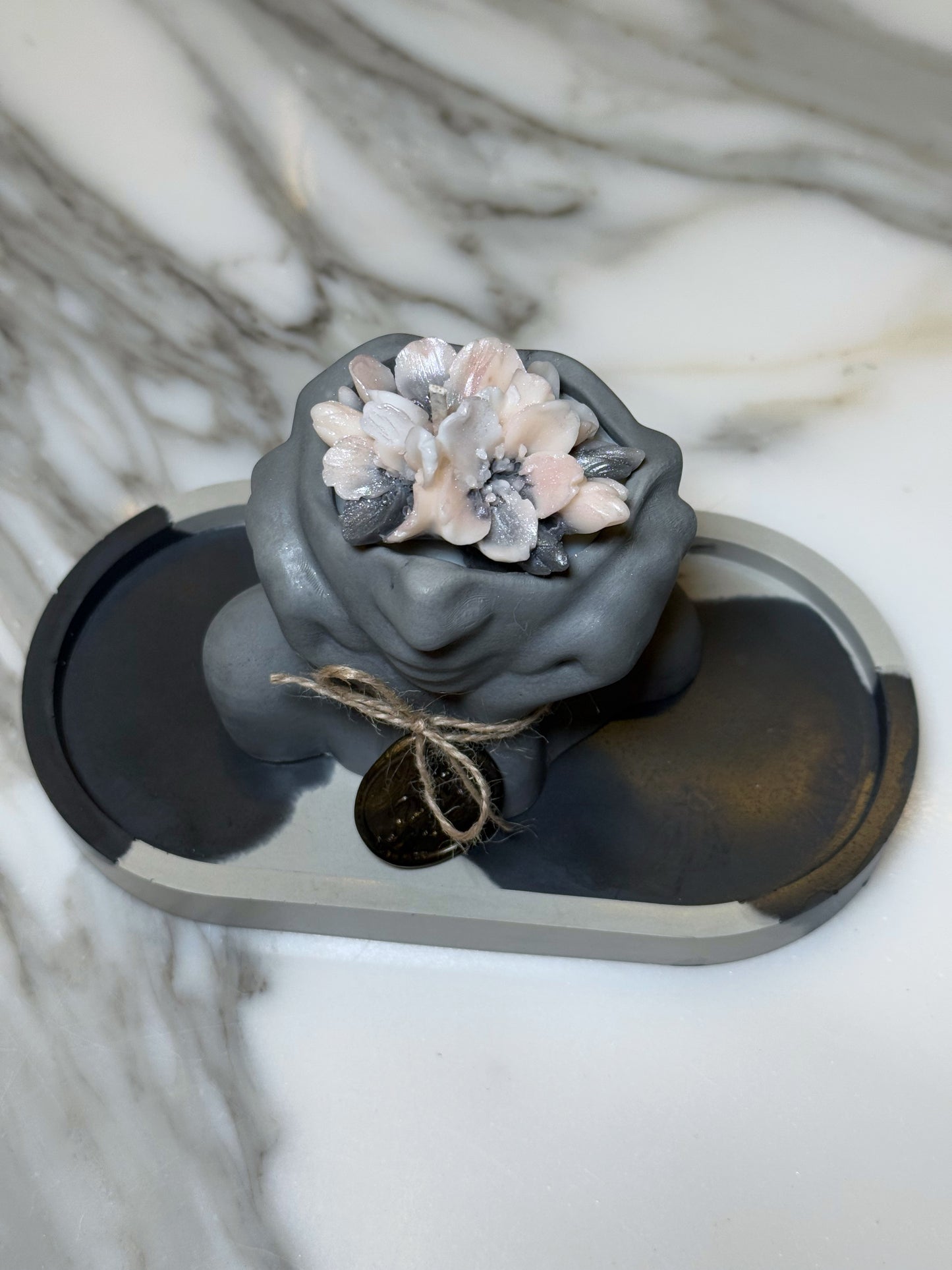 Lady Candle with Concrete Trinket Tray