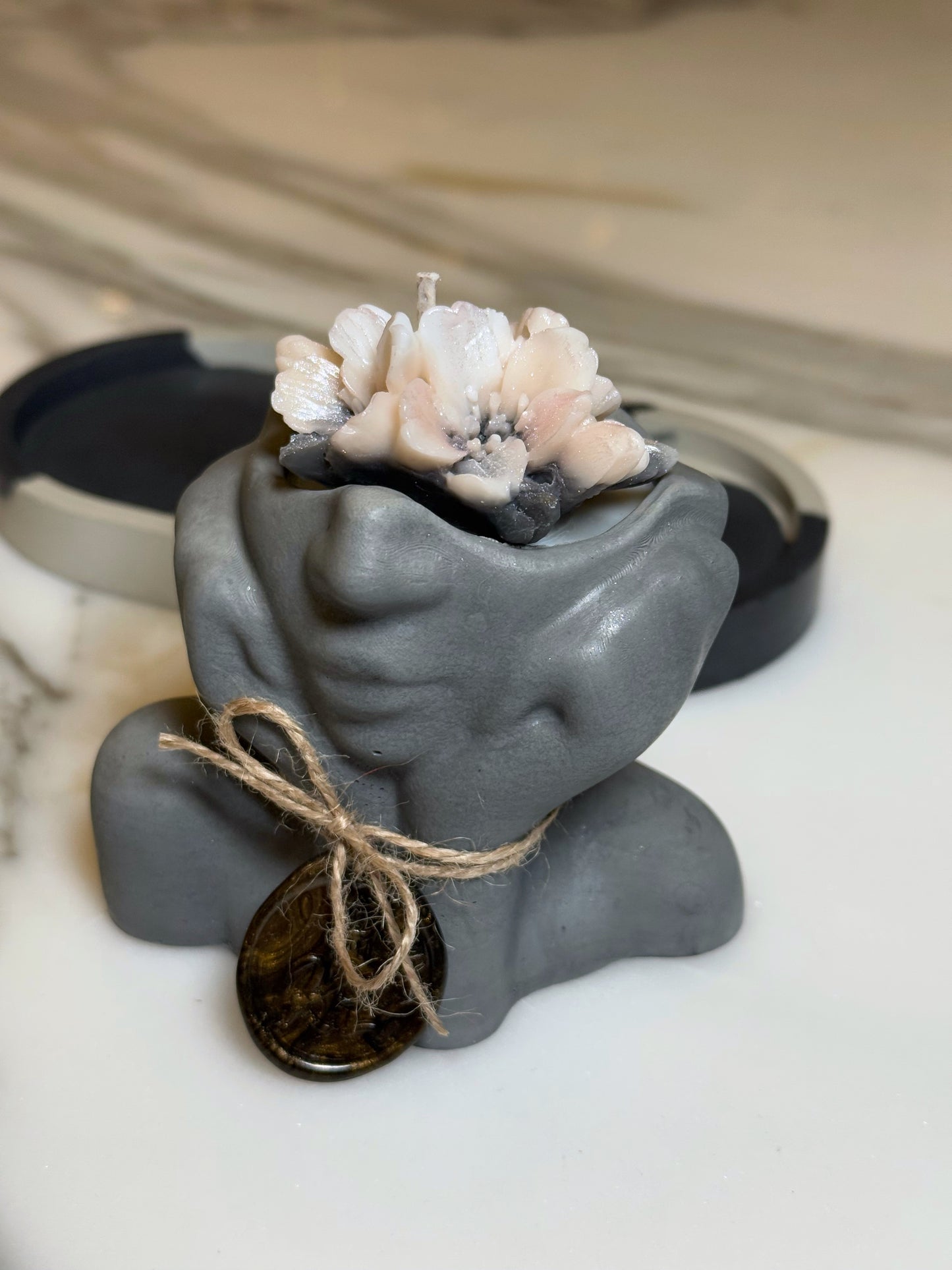 Lady Candle with Concrete Trinket Tray