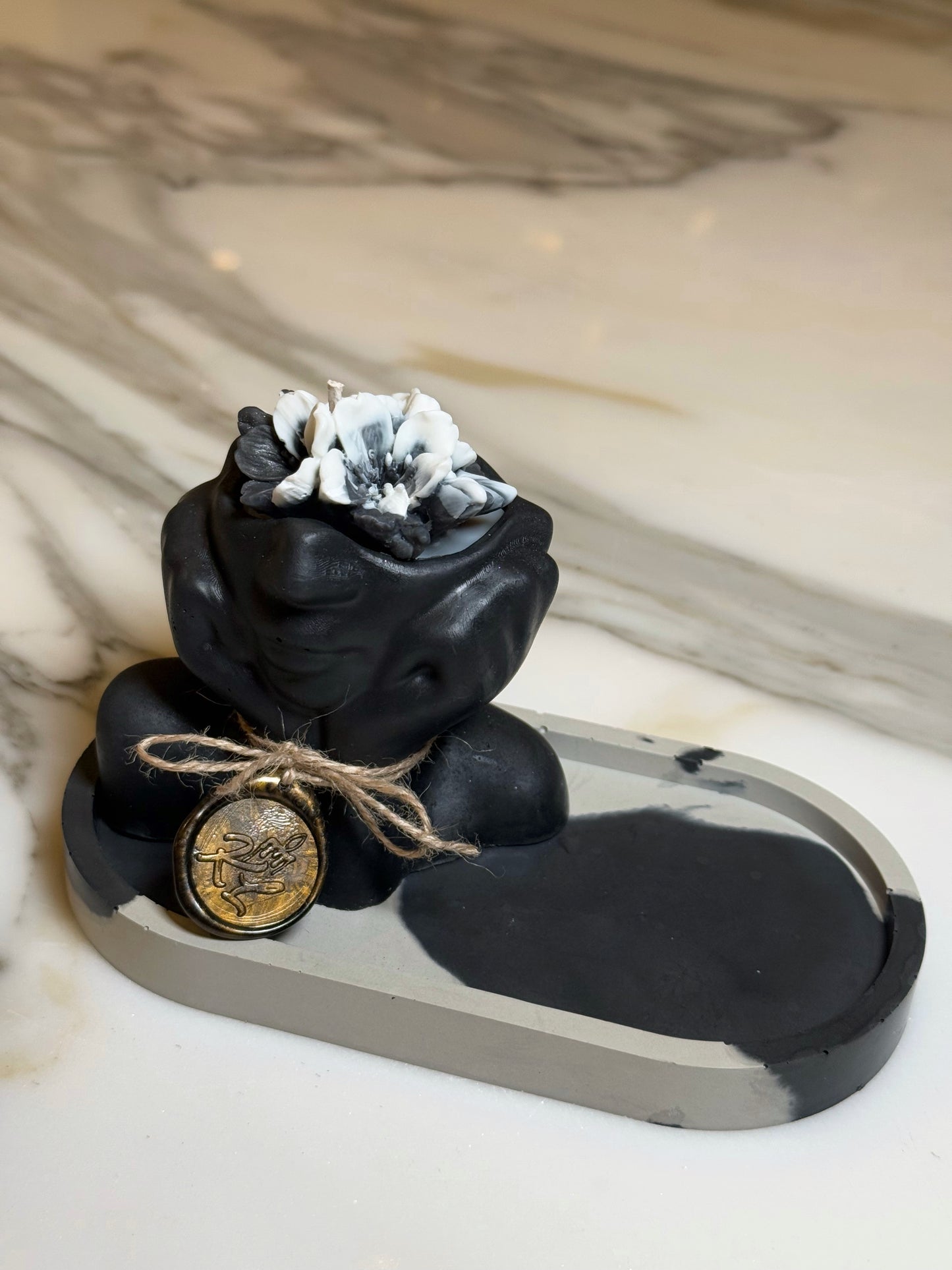 Lady Candle with Concrete Trinket Tray