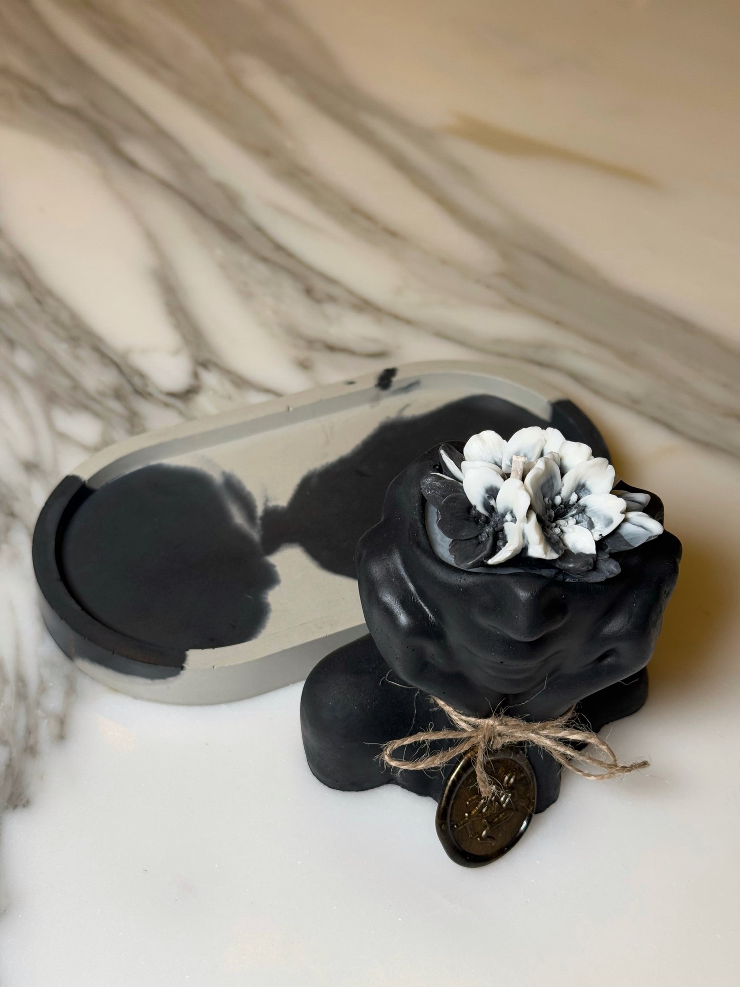Lady Candle with Concrete Trinket Tray