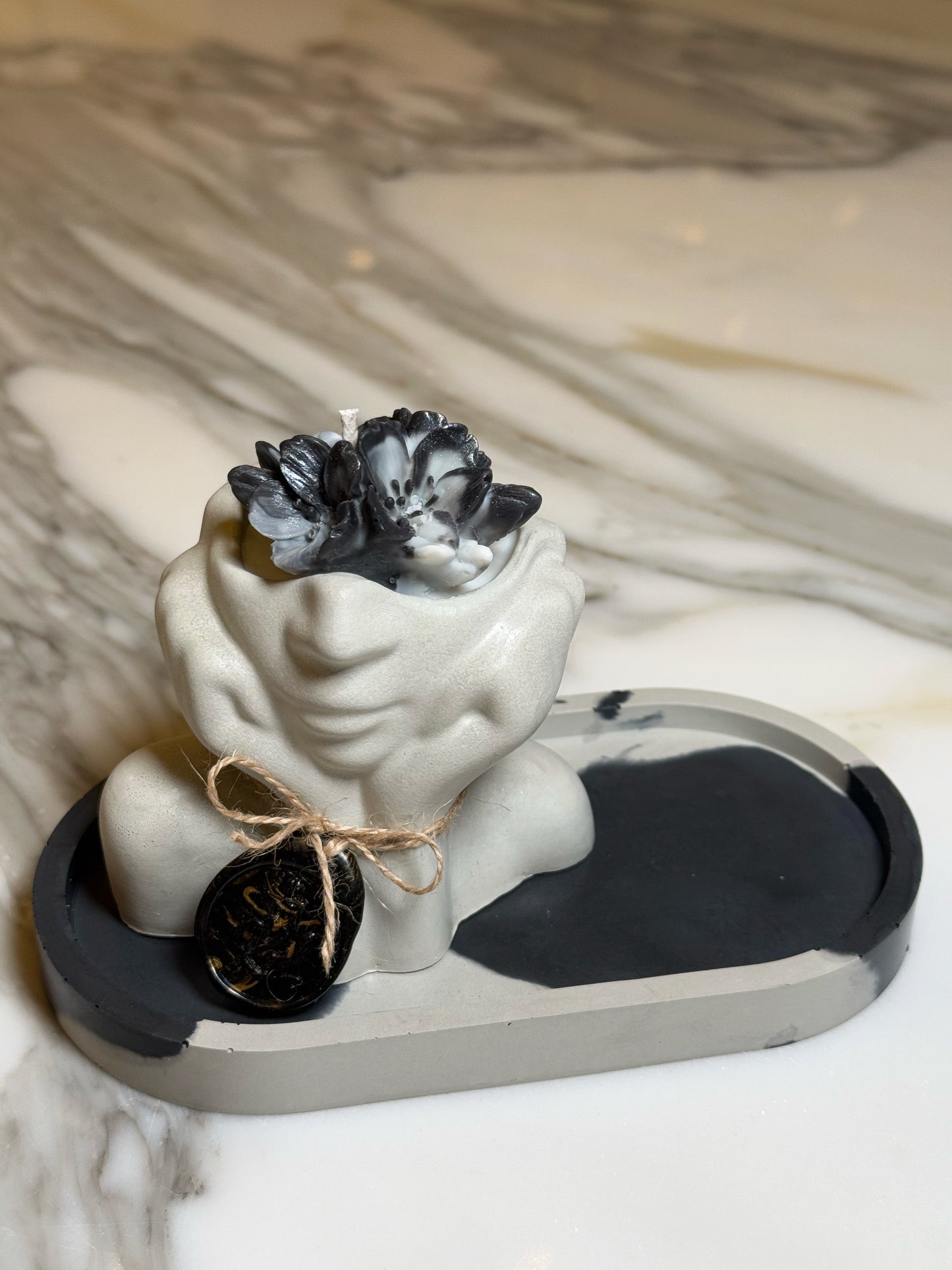 Lady Candle with Concrete Trinket Tray