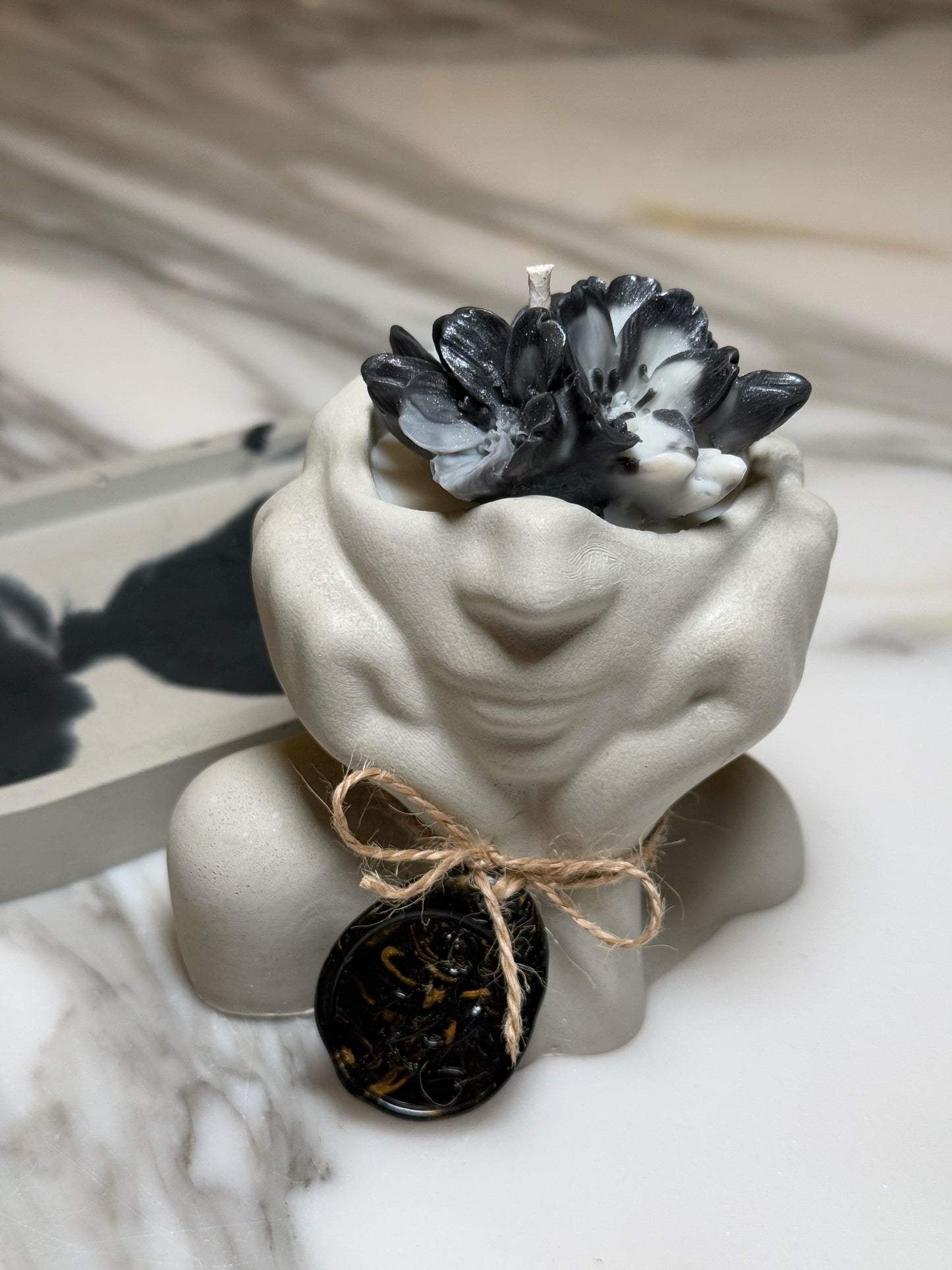 Lady Candle with Concrete Trinket Tray